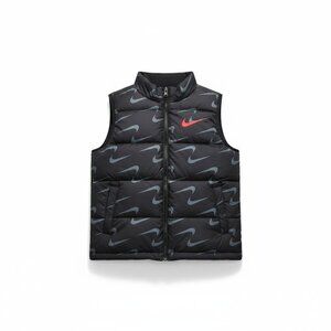 Nike Kids Black Puffer Vest Size 6/7 Years – Allover Swoosh Print